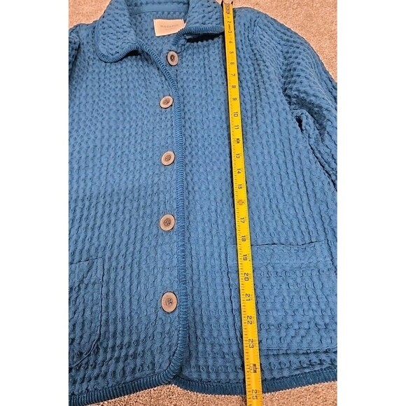 Mododoc Waffle Weave Button Jacket Coat Teal Blue 100% Cotton Women’s Size S - Picture 8 of 9